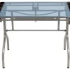 Craft Accents Home Office Folding Craft Table, Silver, Blue Glass -Boraam Industries Shop home design 162