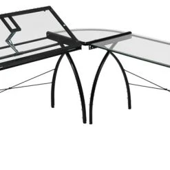 Offex Futura LS Workcenter With Tilt Desk, Black/Clear Glass