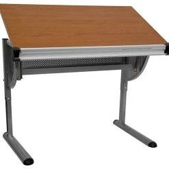 Bowery Hill Adjustable Drawing And Drafting Table In Pewter