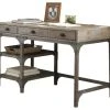 Scranton & Co Writing Desk In Weathered Oak And Antique Silver