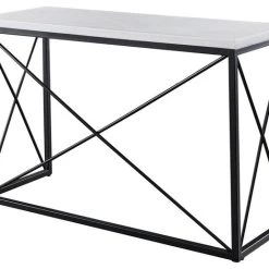 Steve Silver Skyler White Marble Top Rectangle Sofa Table