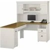 Bush Business Furniture Bush Furniture Fairview 60" L-Shape Computer Desk With Hutch In Antique White