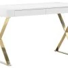Pangea Home Mason Gold X-Leg Desk, White -Boraam Industries Shop home design 39