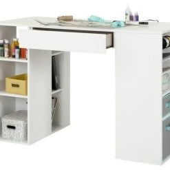 South Shore Furniture South Shore Modern Wood Crea Storage Counter Height Craft Table In White