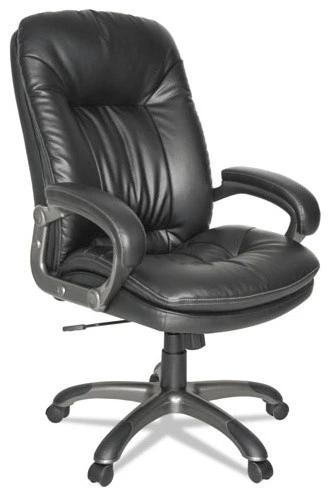 OIF Executive Swivel/Tilt Leather High-Back Chair, Fixed Arched Arms, Black 2 OIF Executive Swivel/Tilt Leather High-Back Chair, Fixed Arched Arms, Black