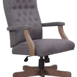 Pemberly Row Modern Rustic Executive Swivel Chair In Slate Gray