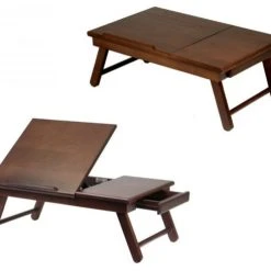 Winsome Trading, Inc Alden Flip Top Desk, Tray With Drawer, Walnut