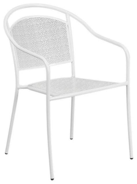 Flash Furniture White Indoor, Outdoor Steel Patio Arm Chair With Round Back 3 Flash Furniture White Indoor, Outdoor Steel Patio Arm Chair With Round Back