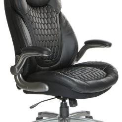 Office Star Products Executive High Back Chair With Black Bonded Leather And Flip Arms