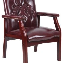 Boss Office Products Boss Office Traditional Faux Leather Tufted Guest Chair In Oxblood