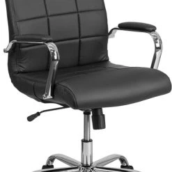 Flash Furniture Mid-Back Black Vinyl Executive Swivel Office Chair, Chrome Arms