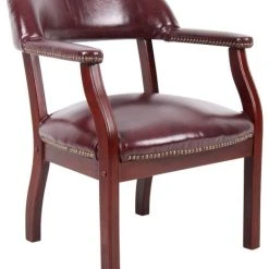 Boss Office Products Boss Office Ivy League Faux Leather Executive Captains Guest Chair In Burgundy