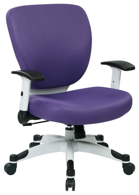 Office Star Products White Frame Managers Chair With Padded Seat And Back, Adjustable Arms, Purple 3 Office Star Products White Frame Managers Chair With Padded Seat And Back, Adjustable Arms, Purple