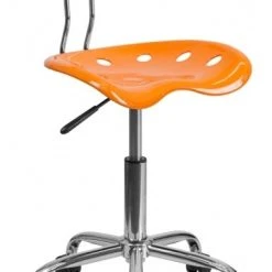 Flash Furniture Vibrant Orange And Chrome Computer Task Chair With Tractor Seat