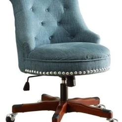 Bowery Hill Armless Upholstered Office Chair In Aqua
