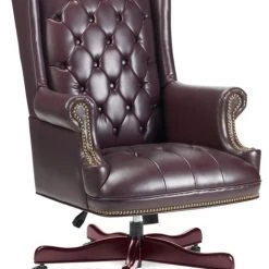 Lorell_biehler Lorell Traditional Executive Swivel Chair, Oxblood, Vinyl Oxblood Seat