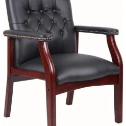 Boss Office Products Boss Office Traditional Faux Leather Tufted Guest Chair In Black