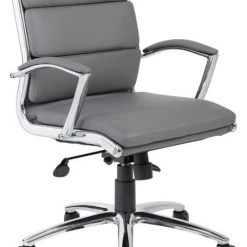 Boss Office Products Boss Office CaressoftPlus Executive Mid-Back Chair In Gray
