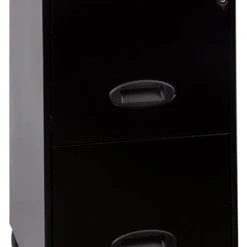 Pemberly Row Mobile 3 Drawer Metal File Cabinet In Black