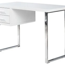 Best Master Furniture Modern White High Gloss Computer Desk With 2 Drawers