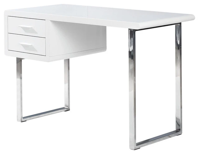 Best Master Furniture Modern White High Gloss Computer Desk With 2 Drawers 3 Best Master Furniture Modern White High Gloss Computer Desk With 2 Drawers